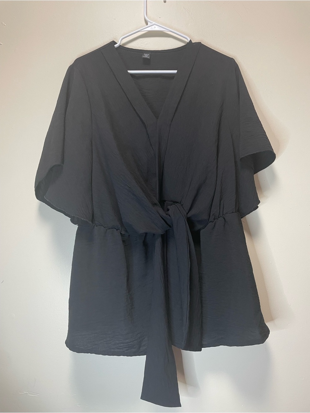SHEIN Curve Black Wrap-Style Tie-Waist Blouse | Plus Size 4XL